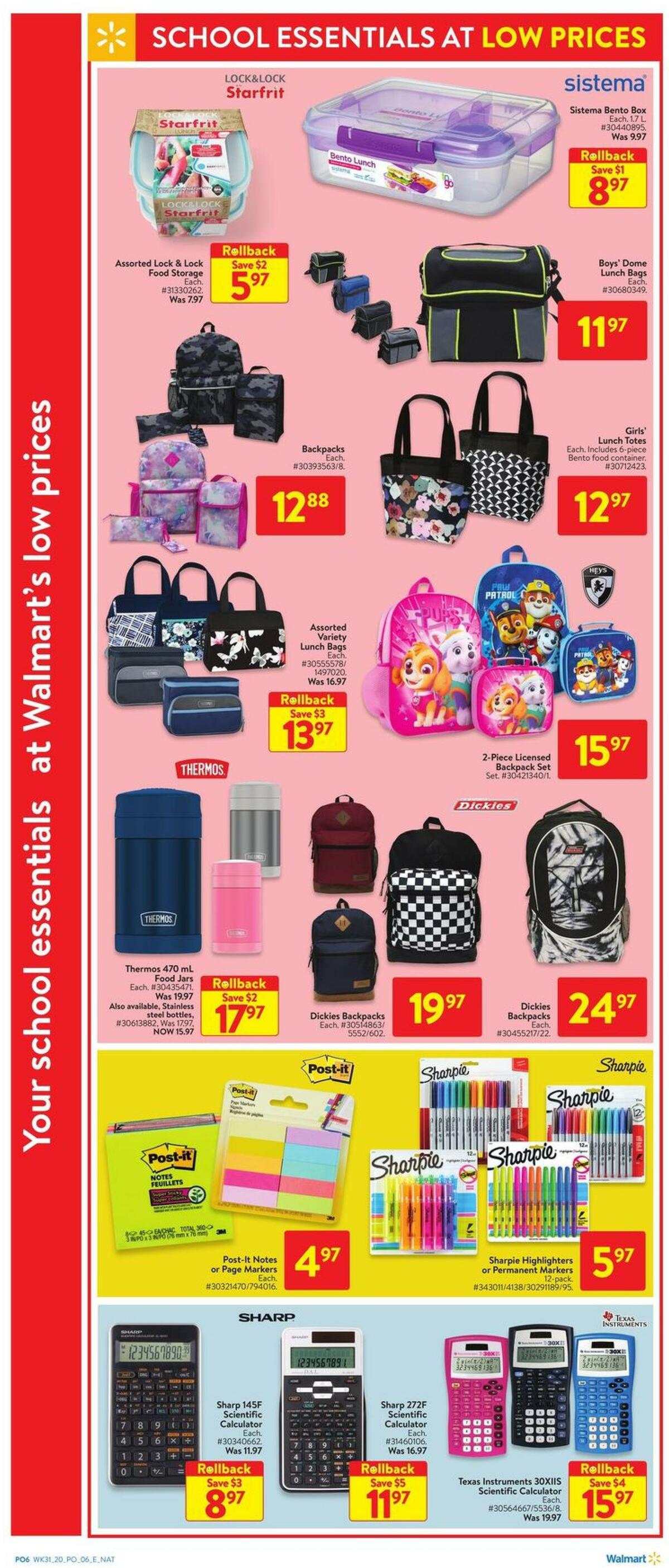 Walmart Back to School Flyer from August 27