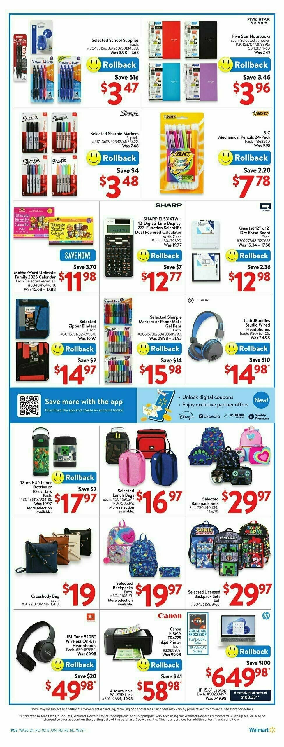 Walmart Back to school Flyer from August 15