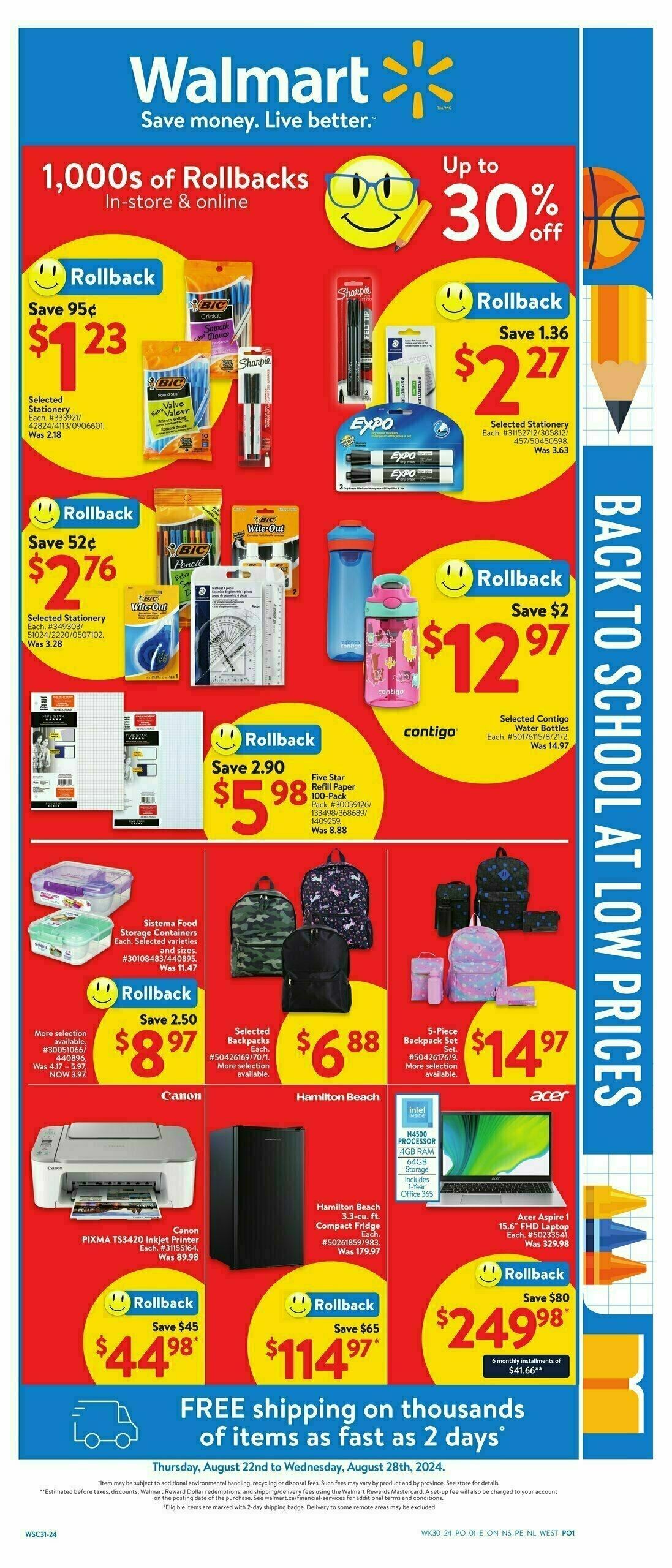 Walmart Back to school Flyer from August 22