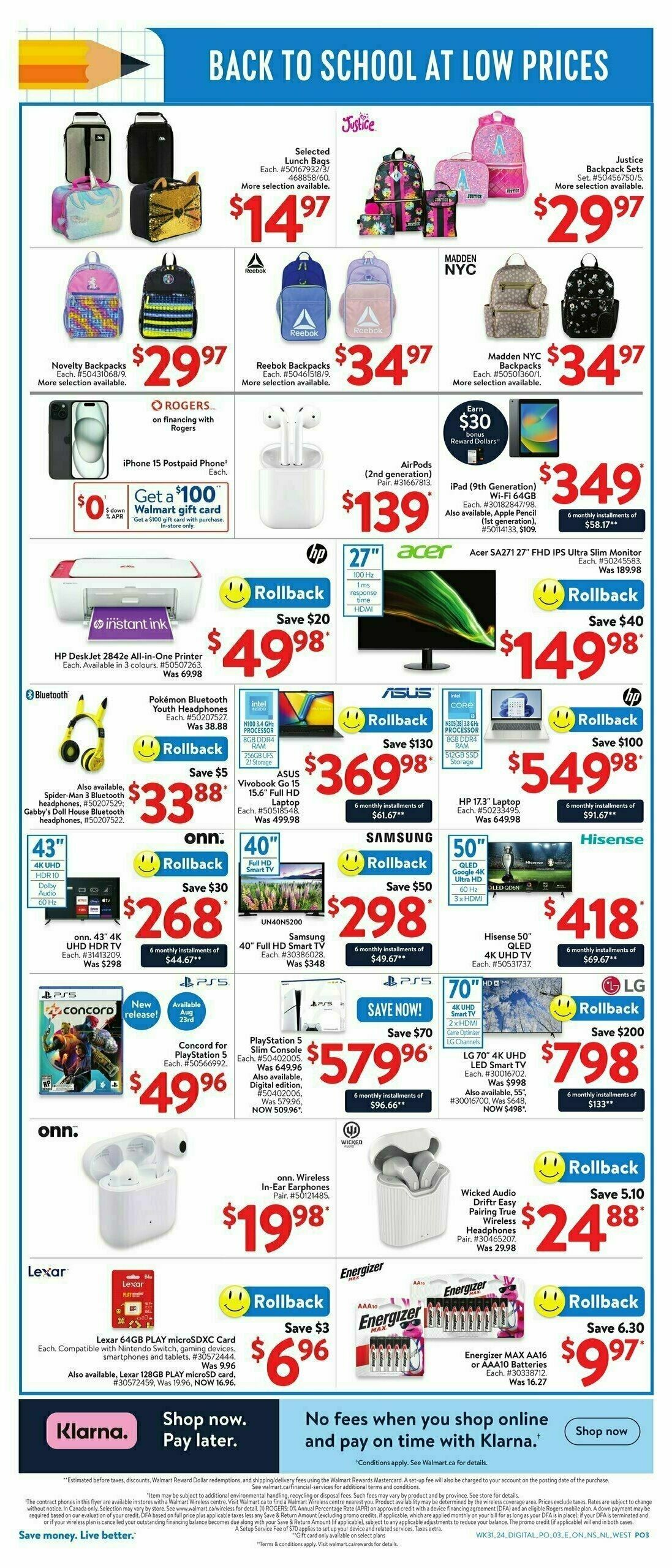 Walmart Back to school Flyer from August 22