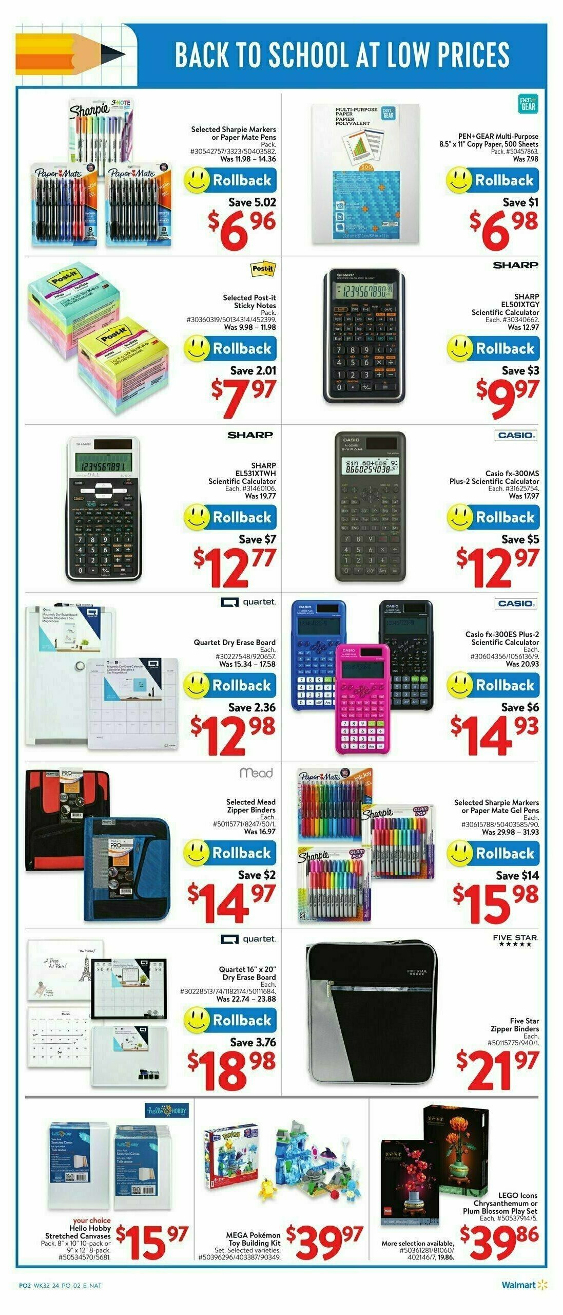 Walmart Back to school Flyer from August 29