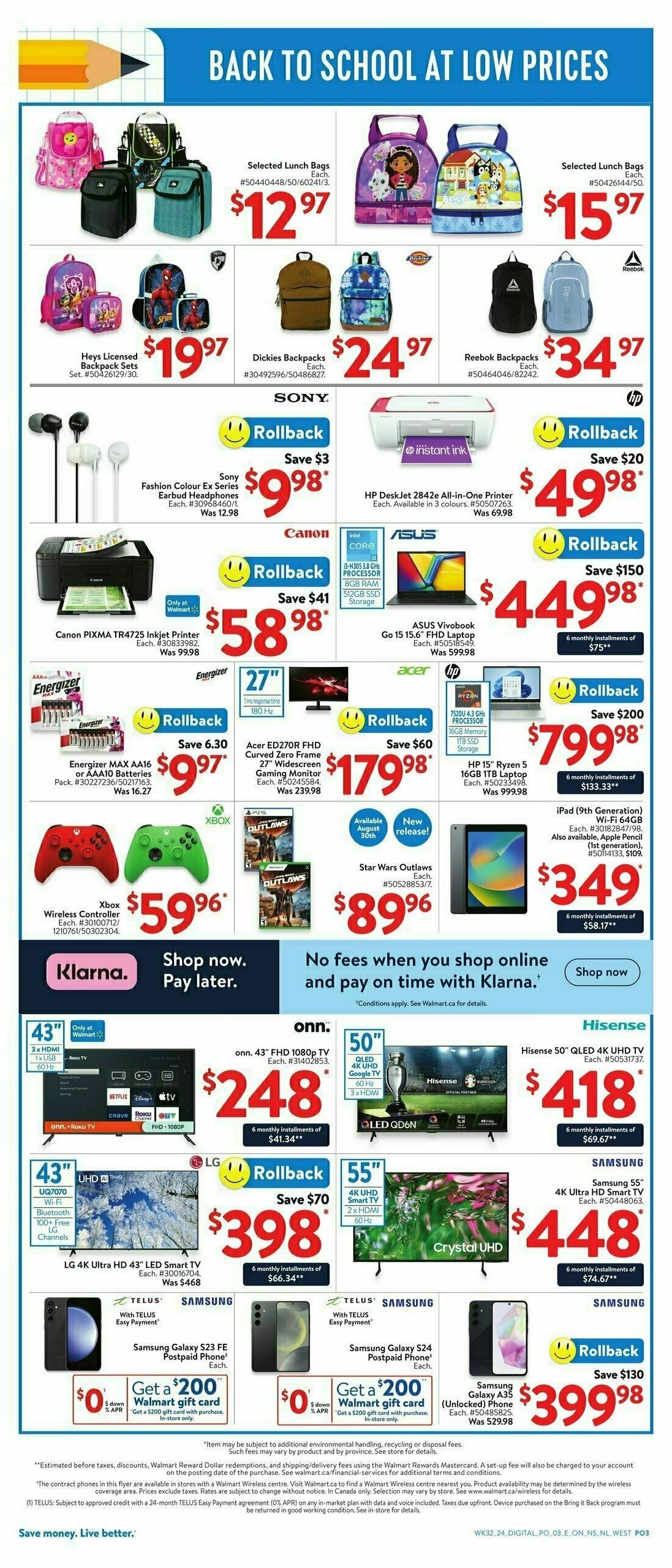 Walmart Back to school Flyer from August 29