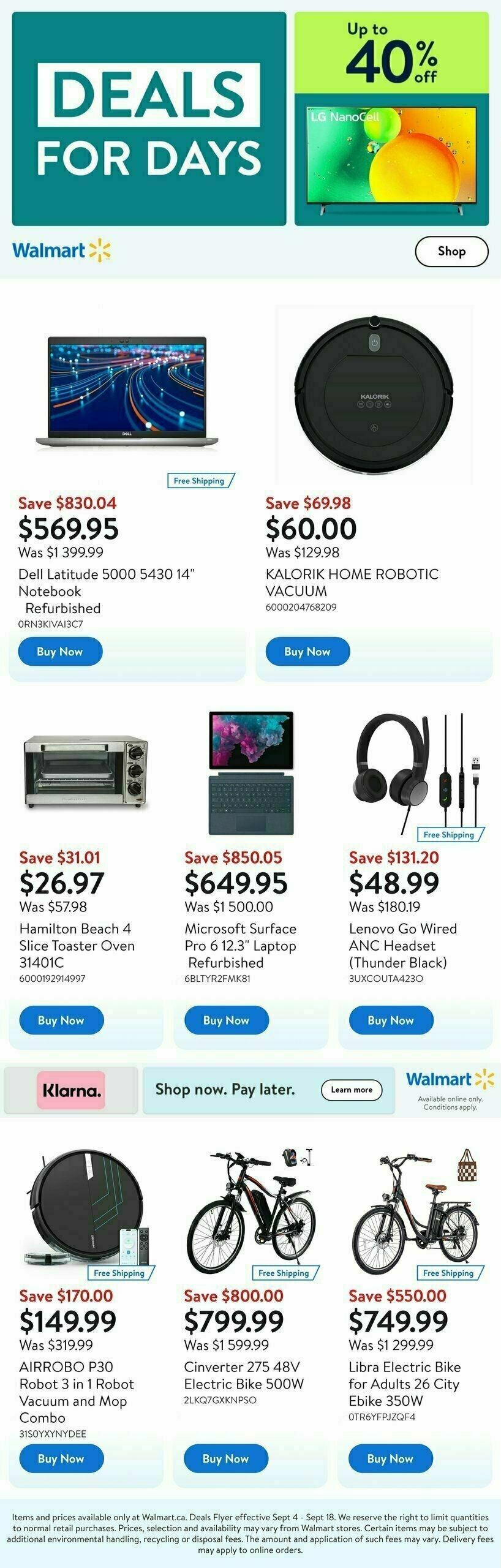 Walmart Deals for Days Flyer from September 5